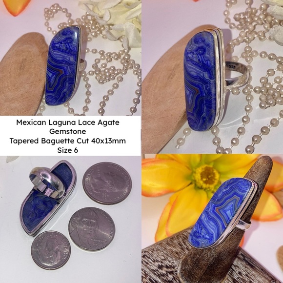 -•- Ravishing Mexican Laguna Lace Agate Gemstone Handmade Ring - Picture 4 of 4